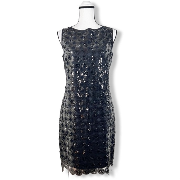 Milly Sequined Lace Trim Shift Dress 6 Vintage - Picture 1 of 6